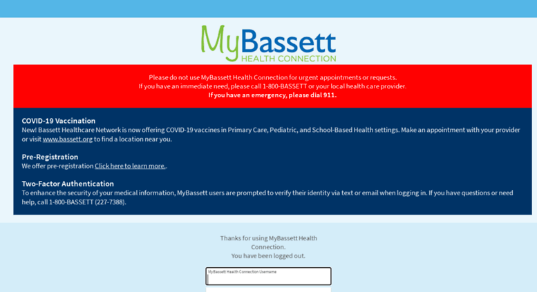 Mybassett health con login